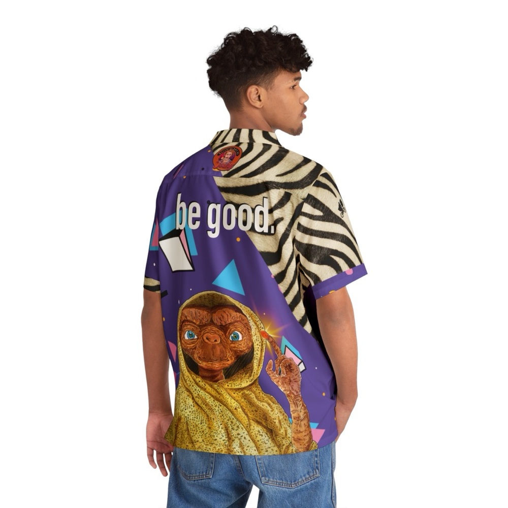 Ultimate 80s E.T. the ExtraTerrestrial Purple Zebra artisan Men's Hawaiian Shirt